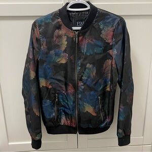 FDJ French Dressing Feather Bomber Jacket 100% Polyester Women's Size Small